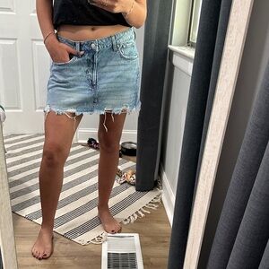 H&M Blue Distressed Mini Skirt